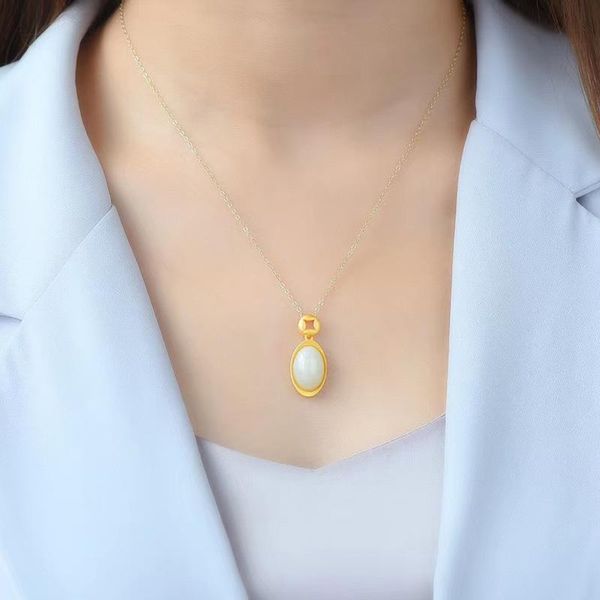 

jadery natural hetian jade gemstones pendants & necklaces gold 925 sterling silver chain choker necklace women party jewelry