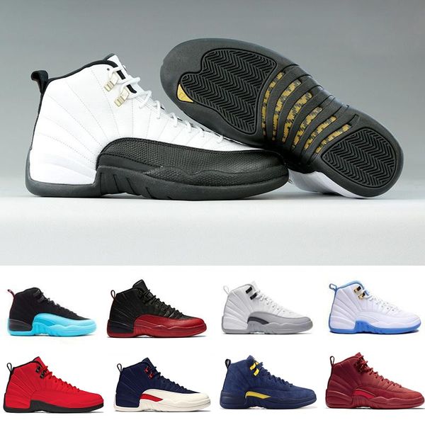 

12 12s j12 seankers winterized bulls black nylon bordeaux michigan flu game french blue master men d women basketball sport shoes