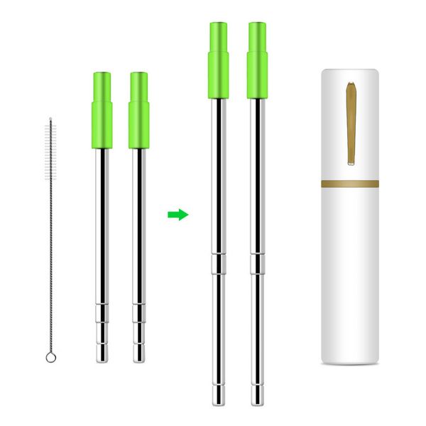 

detachable stainless steel drinking straw travel straw with brush, case and silicon tip (pack-2