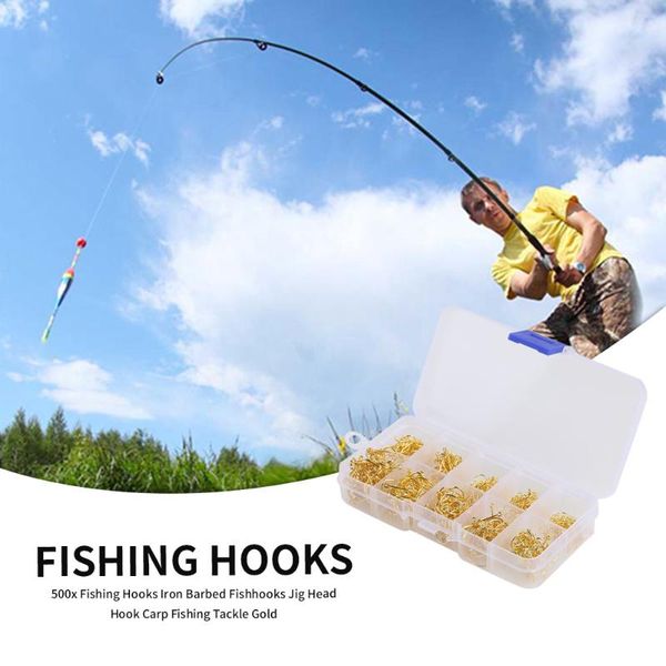 

500х рыболовные крючки колючая рыболовный крючок железный крючок джиг карп рыболовные снасти золото снасти инструмент аксессуары