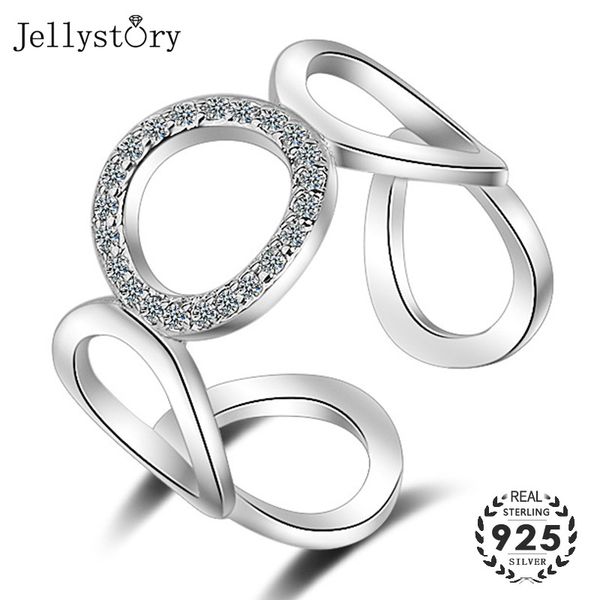 

jellystory мода открытое кольцо 925 серебряных украшений с геометрическими фасонных циркон драгоценных камней кольца для женщин свадебные по, Silver
