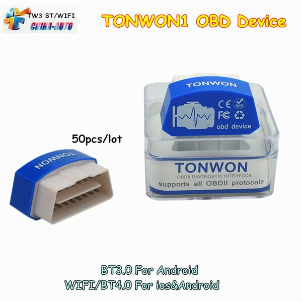 

50pcs tonwon 3 with wifi for &andiord obdii tonwon bluetooth 4.0/3.0 device vgate check car engine diagnostic tools
