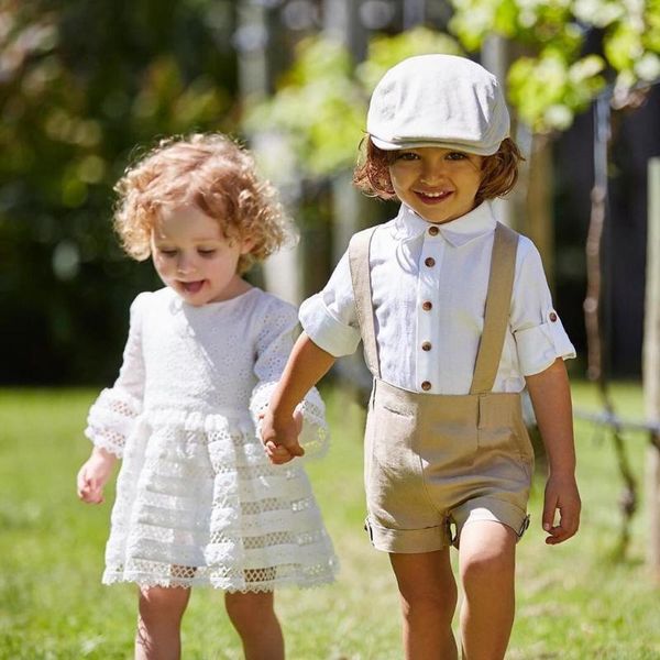 

kids baby boys clothes set outfit clothes shirt+shorts pants gentleman party suit newborn clothing kids roupas menin, White