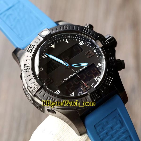 

новый аэрокосмический evo 43 мм vb5510h2 / be45 хронометр кварцевые мужские часы pvd черный стальной корпус жк-цифровой дисплей синий резино, Slivery;brown