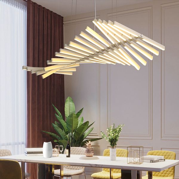 

modern led chandelier lighting nordic black/white office pendant lamps living room home hanging lights dining room bar fixtures