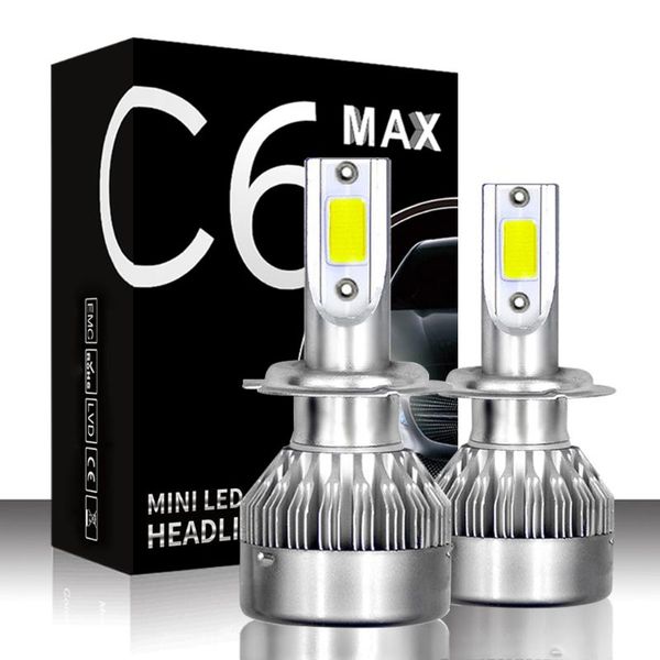 

new 2pcs c6 enhanced car headlight bulbs h7 h11 h1 9005 9006 led car lights h4 hi-lo beam auto headlamp styling lights