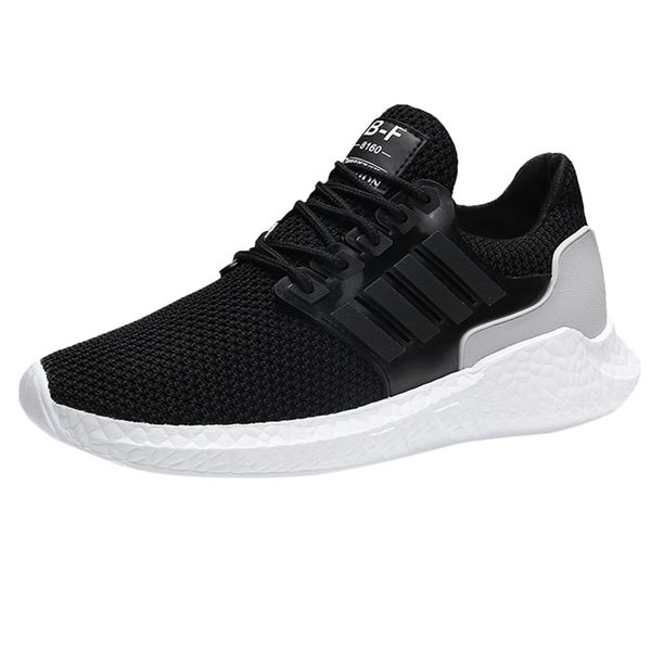 

sagace shoes men's summer fashion mesh round head lace-up sneakers shock flat with breathable absorbing sports shoes 2020 x1226, Black