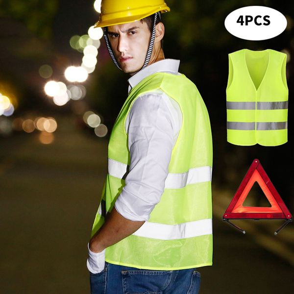 

safety vests car 4pcs puncture vest yellow safety vest reflective camping equipment outdoor hiking accessories, Black