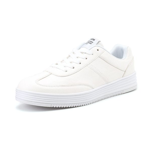 

men's leather casual sneaker lovers shoes daily white shoes pu upper rubber flats anti-skid spring autumn plus size36-47, Black