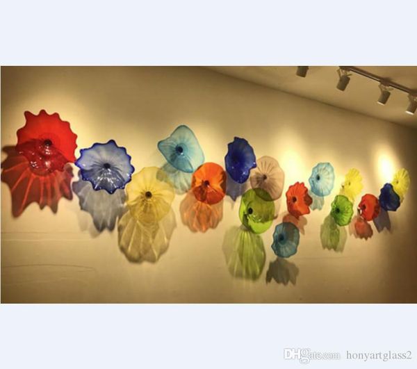 

new hand blown glass plates for wall decoration style multicolor murano glass hanging plates wall art customized color size