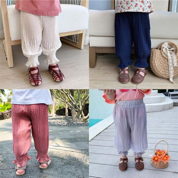 

2020 girls cool pants summer chiffon fashion girls pants 1-7t qa145, Blue