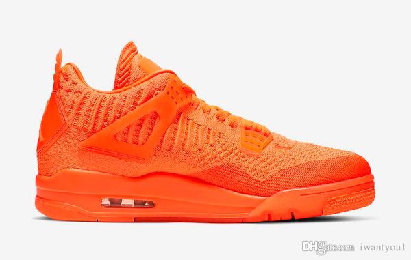

аутентичные air flyknit4 всего оранжевый университет red volt hyper royal мужчины баскетбол обувь 4s спортивные кроссовки aq3559-800 с ориги