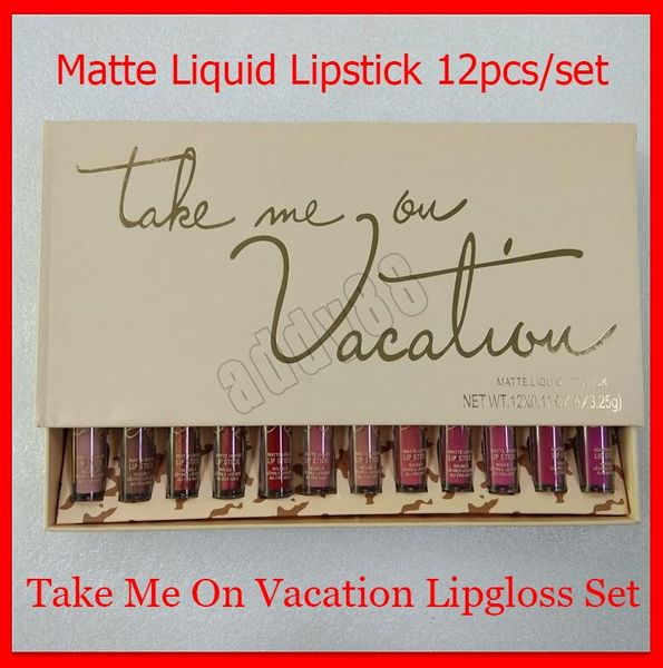 

2020 Hot Take Me на каникулах 12шт Matte Liquid Lipstick Set Lipgloss отдыха Edition, блеск для губ набор Маки