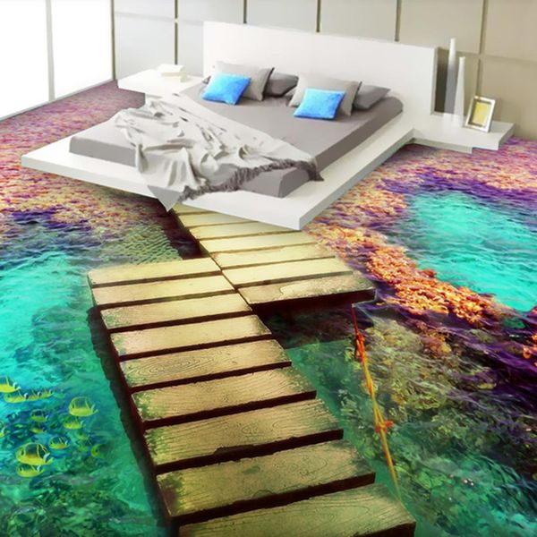 

self-adhesive] 3d boardwalk on the water 1914 floor wallpaper mural wall print decal wall murals