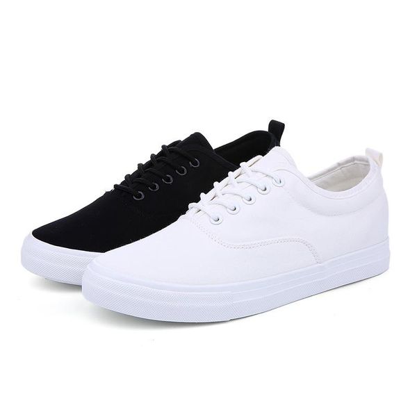 

men white canvas shoes height increasing casual shoes men sneakers lace-up student chaussure hommesize, Black