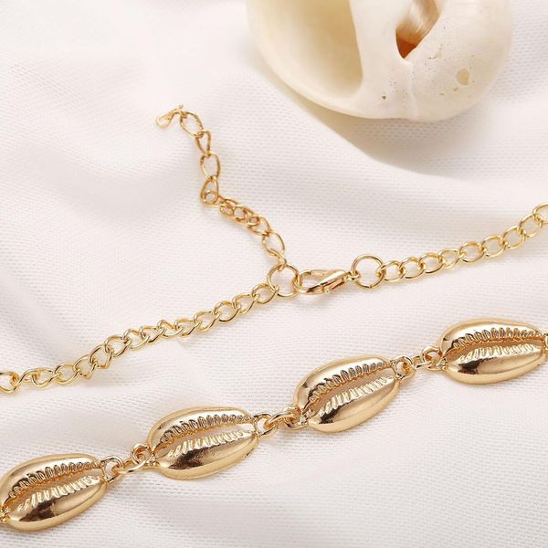 

2019 retro vintage boho ethnic gold silver color shell chokers necklaces for women multi-layer long chains pendant necklaces, Golden;silver