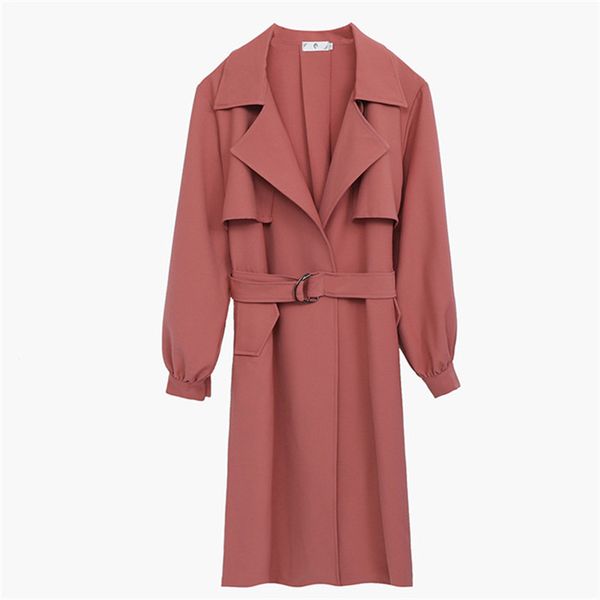 

large size trench coat women autumn long coat fashion classic belt trench casual business outerwear a860, Tan;black