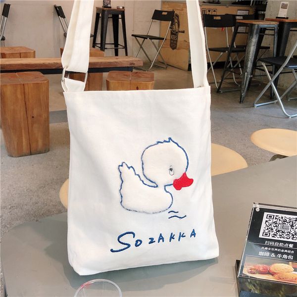 

cute duck canvas bag female cartoon shoulder messenger bag lady handbag women portable canvas
