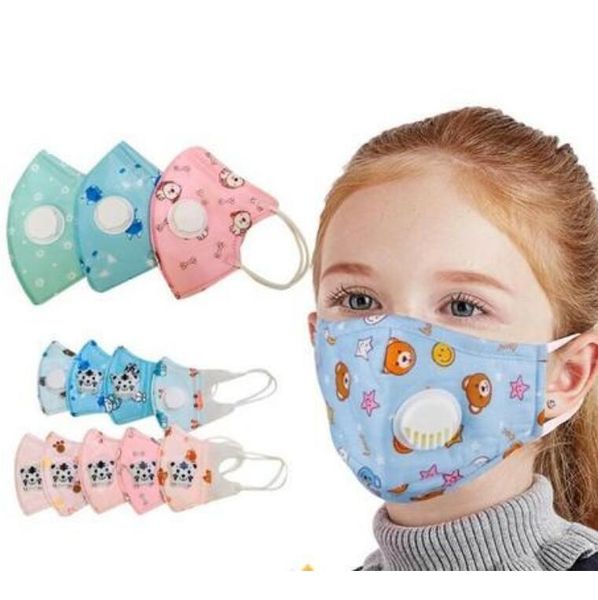 Nuova maschera pieghevole per bambini con valvola respiratoria Maschere per il viso Maschera protettiva antipolvere protettiva Maschere filtranti autoadescanti per bambini