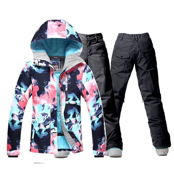 

colorfuls women's snow suit wear 10k waterproof windproof outdoor sports clothing snowboarding costume snow pants + ski jacket
