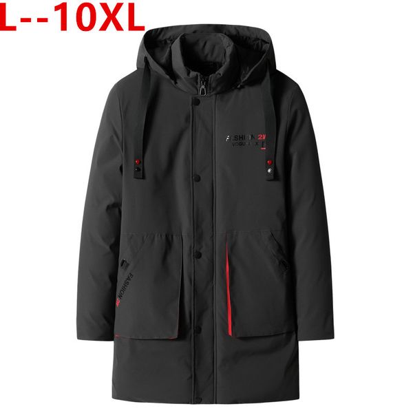 

8xl 10xl 6xl 2019 new male jacket parka men quality winter warm outwear brand slim mens coats casual hooded jackets men, Black