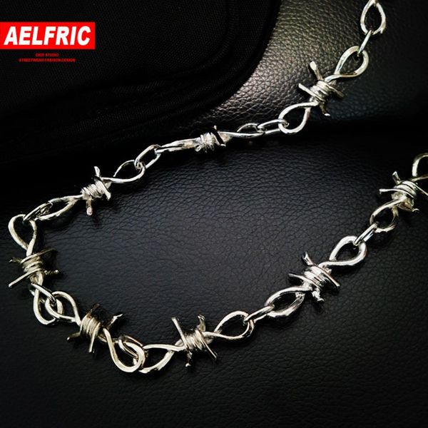 

aelfric fashion 2019 thorns ron chain men women clavicle choker cool hip hop male pants chain rock punk wallet streetwear, Silver