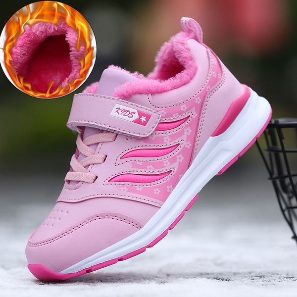 

winter kids sneakers children shoes waterproof running shoes non-slip fur warm trainers sport pink girls chaussure enfant