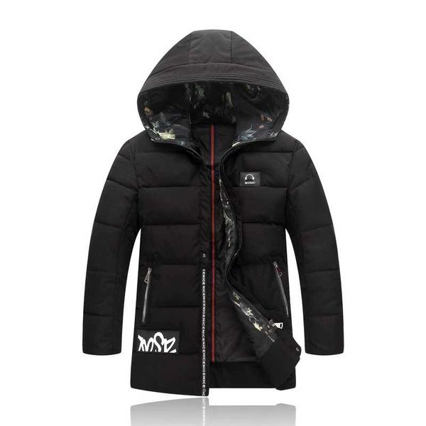 

zozowang 2018 winter men's hooded cotton down jacket men's trench coat jackets down cotton coats long style parkas plus size 9xl, Black