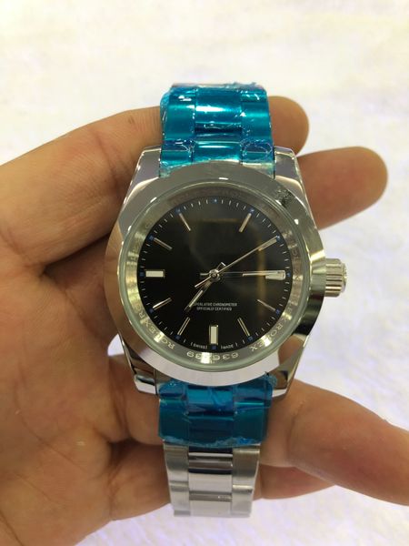 

бесплатная доставка заводских поставщиков наручные часы perpetual 39 мм нет даты стальной куполообразный черный циферблат 114300 механически, Slivery;brown