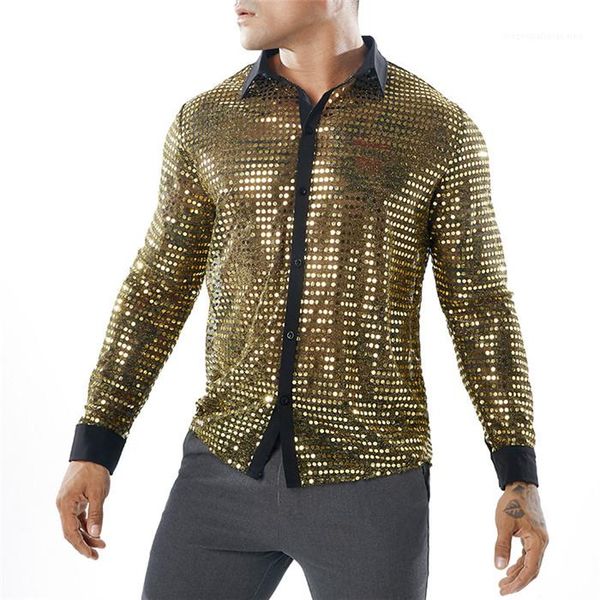 

homme clothing повседневная одежда мужская блестки печати повседневное дерьмо лацкан шеи с длинным рукавом мода лето стиль, White;black