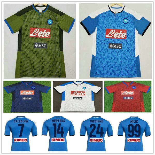 

19 20 napoli blue white green red soccer jersey insigne mertens milik callejon maradona zielinski custom naples 2019 2020 football shirt, Black;yellow