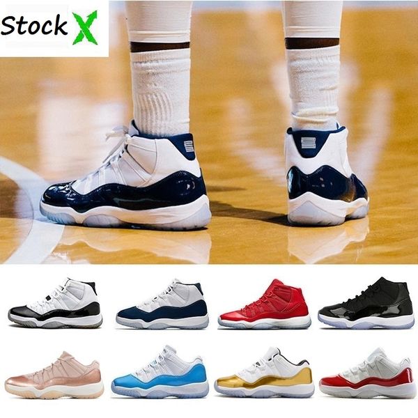 

new 11 high low le rose gold blue rose gold bred 72-10 concord white black grey mens women 11s designer basketball shoes j11 retro sneakers