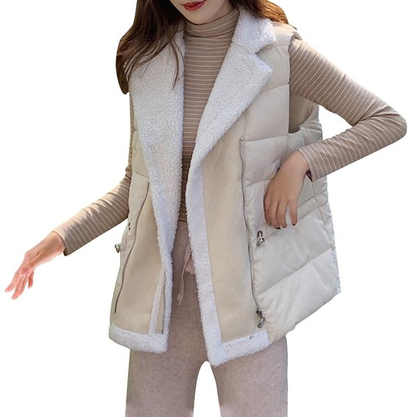 

2019 casual outwear womens faux fur cardigan zipper pocket warm autumn winter fluffly vintage shaggy vest jacket coat j50, Black;white