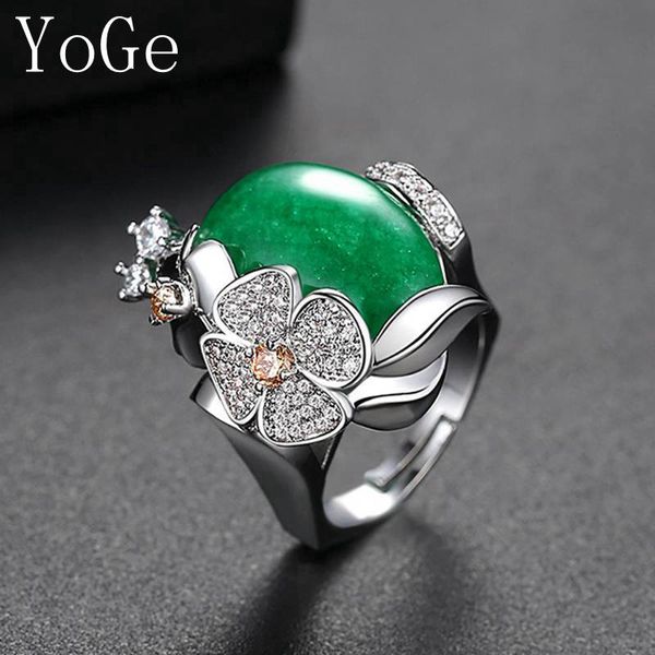 

yoge luxury cubic zirconia classical green big stones ring,wedding/party/dinner jewelry for women's accessaries,rd177, Slivery;golden