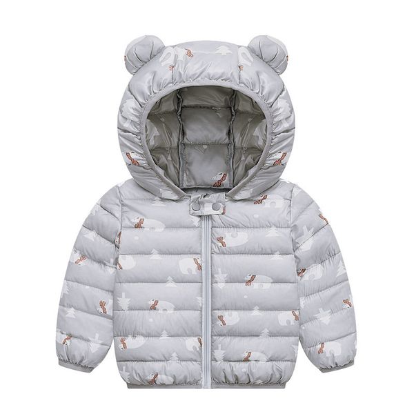 

kids down coats boys girls winter parkas cartoon bear ear hooded cotton thick warm jacket infant children waterproof outerwear, Blue;gray