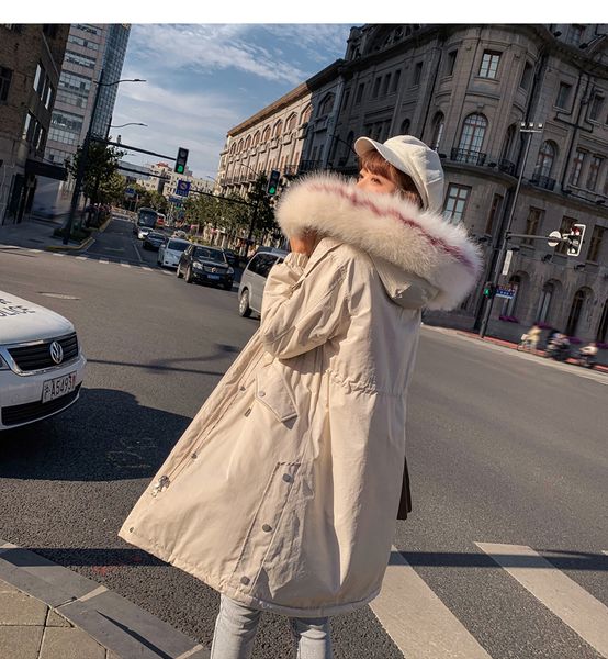 

fur collar down coat female womens winter jacket coat thick cotton warm long slim jacket womens outwear parkas large size, Black