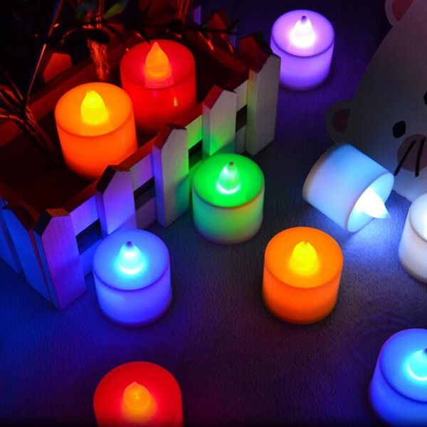 

10 pcs led candle 6 colors flameless flickering led tea light battery candles wedding party holiday decoration