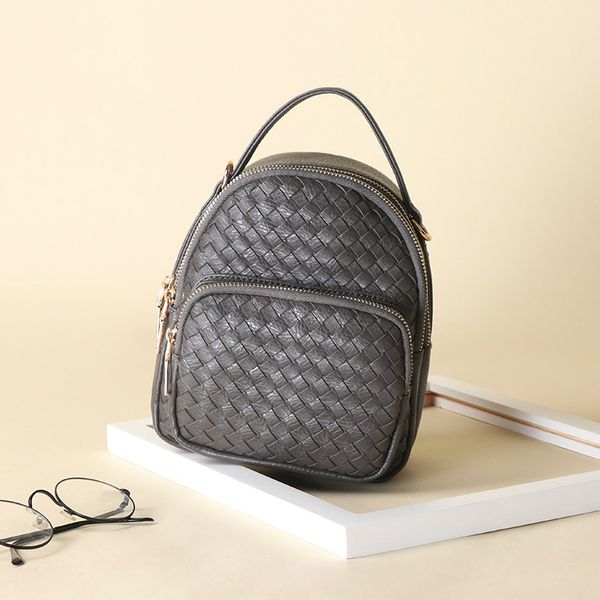 

pure color mini backpack 2020 new female lightweight travel bag hand-woven student backpack school bag mochila feminina