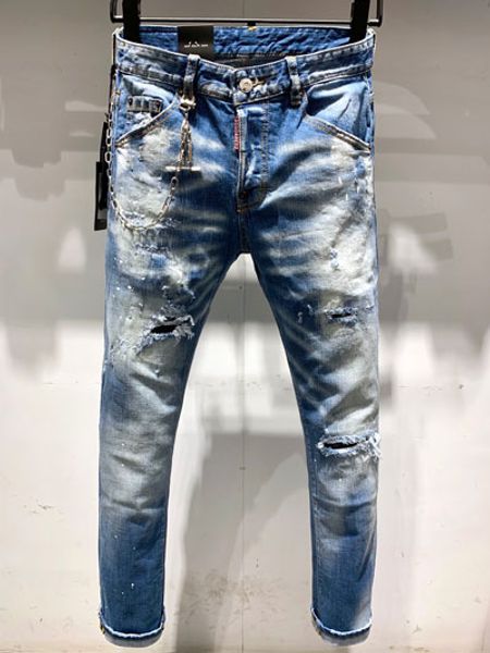 

2020 men big brand designer new letter d2 printed jeans big brand designer jeans hip hop bermuda ing, Blue