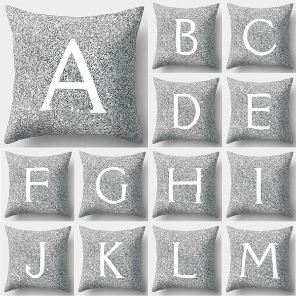 

серая подушка обложка с letters печать полиэстер бросьте наволочки домашнего украшение 45 * 45см cojines decorativos para дивана