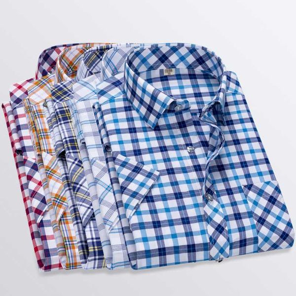 

small plaid shirt men summer new short sleeve cotton mens dress shirts casual button down chemise homme camisa masculina 5xl, White;black