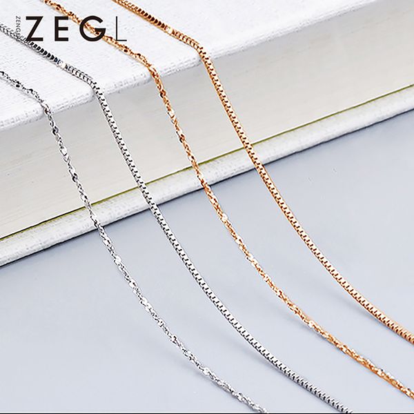 

zegl rose gold necklace without pendant clavicle chain necklace simple on the neck, Silver