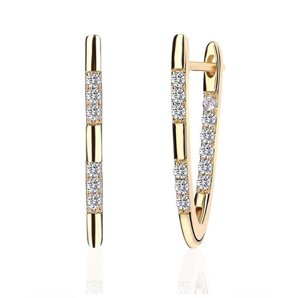 

new arrivals shining cubic zircon buckle silver hoop earrings for women rose gold color feamle earrings girl jewelry accessories, Golden;silver