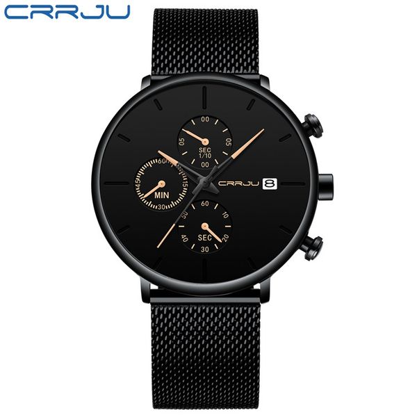 

crrju men's sport watches fashion date mens watches brand luxury waterproof sport watch men slim dial quartz watch casual, Slivery;brown