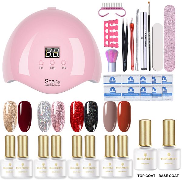 

manicure set for nail kit 10pcs gel nail polish with uv led lamp of drill machine polish kit art tools set