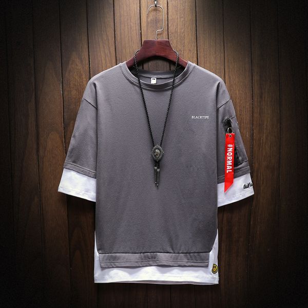 

2019 new men's half sleevet-shirt round collar hip-hop t-shirt, White;black