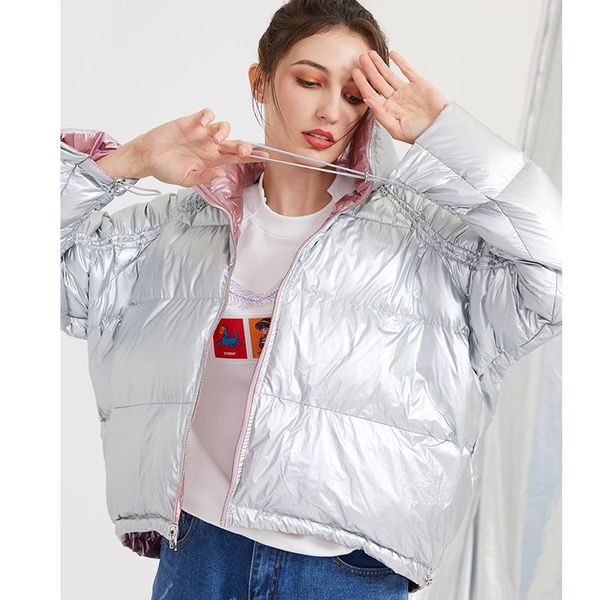 

womens designer down parkas fashion luxury winter down jacket women loose positive and negative wear thick short coat brand parkas sale, Black