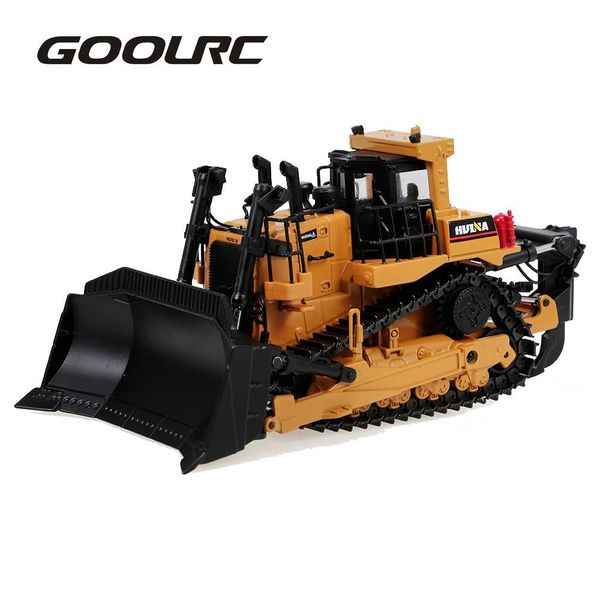 

huina 1700 1:50 die-cast alloy heavy bulldozer engineering truck static model caterpillar wheel bulldozer kids educational toy