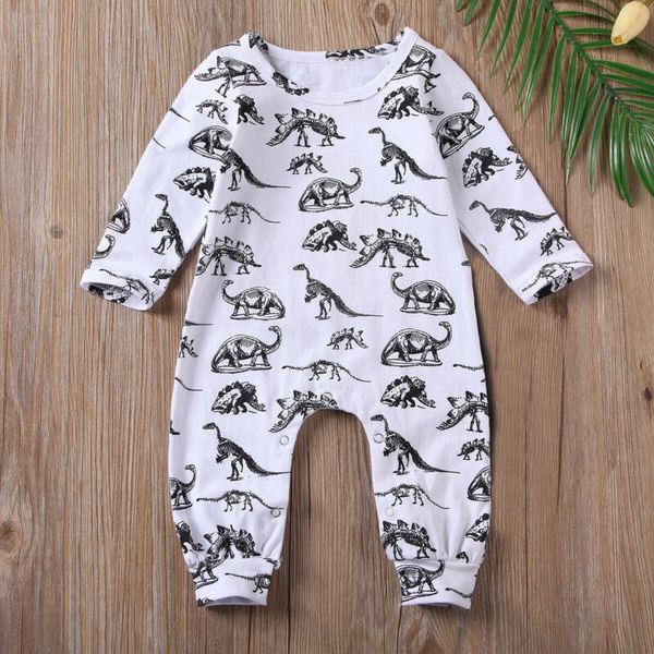 

infant baby boy girl kid dinosaur print romper bodysuit jumpsuit clothes, Blue