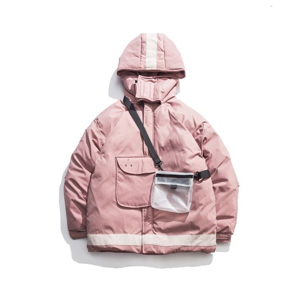 

autumn 2019 new korean men's neutral couple small bag detachable design american color matching hooded casual cotton clothes, Black